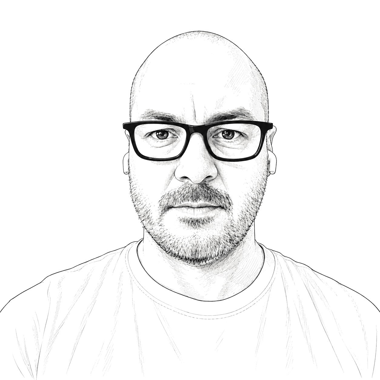 Monochrome line-art portrait of Jack